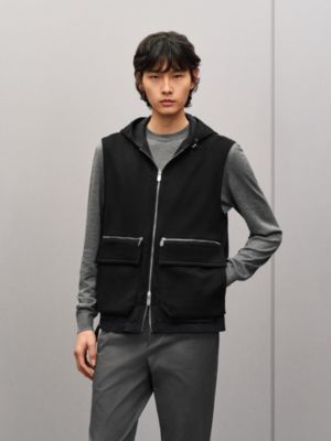 Cashmere reversible hooded vest, View: Worn, worn, view 3 of 8