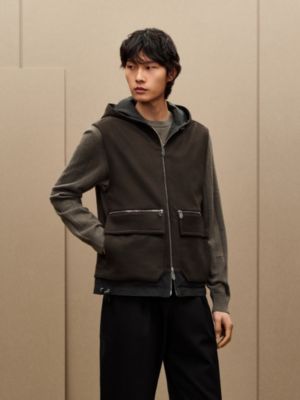 Cashmere reversible hooded vest, View: Worn, worn, view 3 of 8