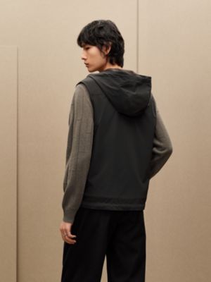 Cashmere reversible hooded vest, View: Worn, worn, view 4 of 8