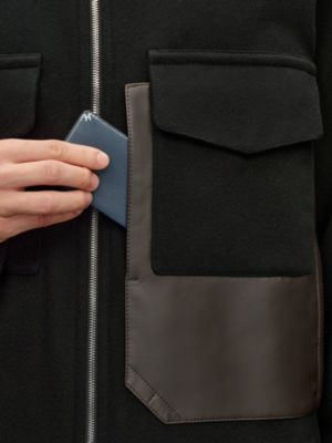 Cashmere zipped straight cut jacket with leather details, View: Worn, worn, view 7 of 7