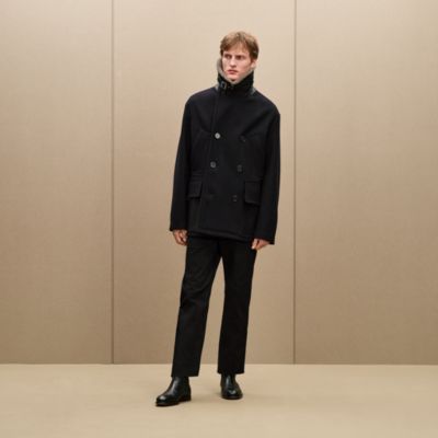 Caban détails cuir