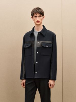 Sobrecamisa en lana, detalles en piel, Vista: Ver artículo puesto, worn, vista 3 de 7