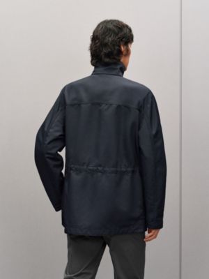 Buttoned technical gabardine parka, View: Worn, worn, view 3 of 6