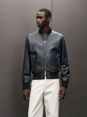 Lambskin reversible rib-trim jacket, View: Worn, worn, view 3 of 8