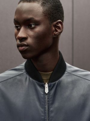 Lambskin reversible rib-trim jacket, View: Worn, worn, view 5 of 8