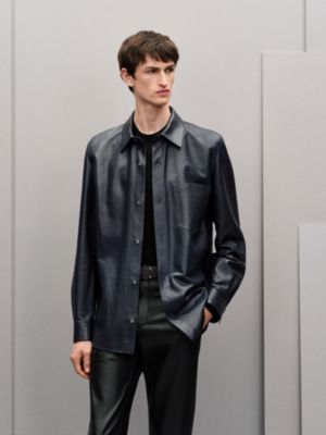 Sobrecamisa estampada en piel de ternera, Vista: Ver artículo puesto, worn, vista 2 de 8