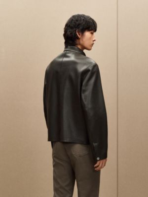 Blouson imprimé en cuir de veau , Vue: Vue portée, worn, vue 3 sur 6