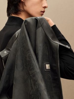 Blouson imprimé en cuir de veau , Vue: Vue portée, worn, vue 6 sur 6