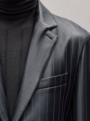 "Pinstripe" Stadium calfskin jacket, long model, View: front, front, view 8 of 9