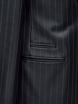 "Pinstripe" Stadium calfskin jacket, long model, View: front, front, view 9 of 9