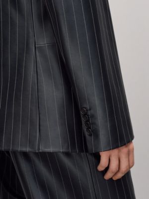 "Pinstripe" Stadium calfskin jacket, long model, View: Worn, worn, view 7 of 9