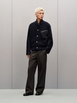 Baby curly lambskin reversible rib-trim jacket