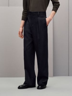 Pantalon Malte «&nbsp;rayures craies&nbsp;» 1 pli en laine, Vue: Vue portée, worn, vue 2 sur 6