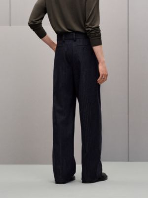 Pantalon Malte «&nbsp;rayures craies&nbsp;» 1 pli en laine, Vue: Vue portée, worn, vue 3 sur 6