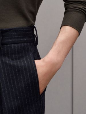 Pantalon Malte «&nbsp;rayures craies&nbsp;» 1 pli en laine, Vue: Vue portée, worn, vue 5 sur 6
