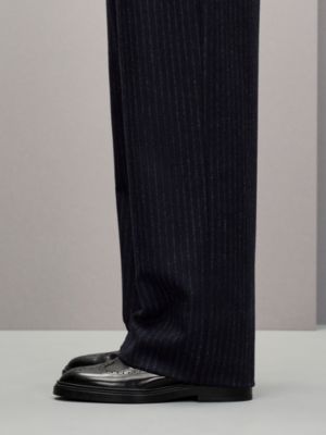 Pantalon Malte «&nbsp;rayures craies&nbsp;» 1 pli en laine, Vue: Vue portée, worn, vue 6 sur 6