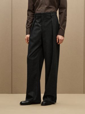 "Rayures craies" Malte pleated wool pants, View: Worn, worn, view 3 of 7