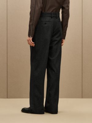 "Rayures craies" Malte pleated wool pants, View: Worn, worn, view 4 of 7
