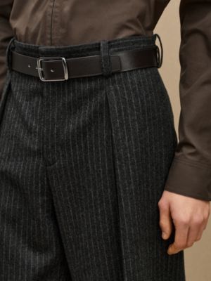 "Rayures craies" Malte pleated wool pants, View: Worn, worn, view 5 of 7