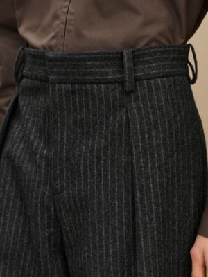 "Rayures craies" Malte pleated wool pants, View: Worn, worn, view 6 of 7