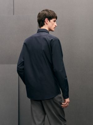 Straight cut shirt with leather detail, View: Worn, worn, view 3 of 6