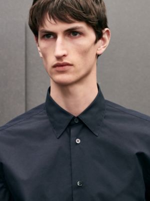 Straight cut shirt with leather detail, View: Worn, worn, view 4 of 6