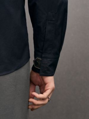 Straight cut shirt with leather detail, View: Worn, worn, view 5 of 6