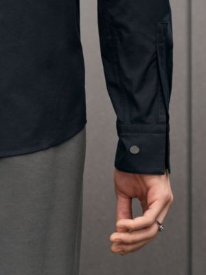 Straight cut shirt with leather detail, View: Worn, worn, view 6 of 6