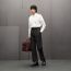 Straight cut shirt with leather detail, blanc