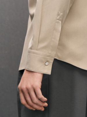 Straight cut silk shirt with Paolo collar, View: Worn, worn, view 5 of 5