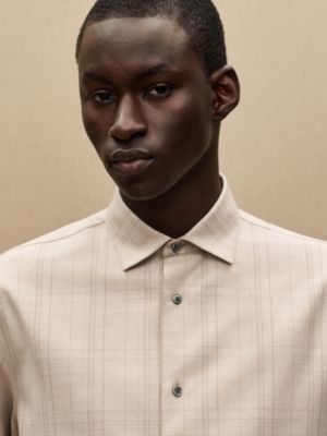 "Carreaux cachemire et coton" Paolo衣領直身剪裁襯衫, 檢視: 佩戴, worn, 檢視共4張圖片的第5張