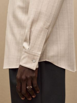 "Carreaux cachemire et coton" Paolo衣領直身剪裁襯衫, 檢視: 佩戴, worn, 檢視共5張圖片的第5張