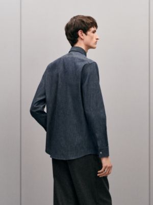 스트레이트 컷 데님 셔츠, 보기: 이미지: 제품 착용 이미지, worn, 3개 중 5번째 보기