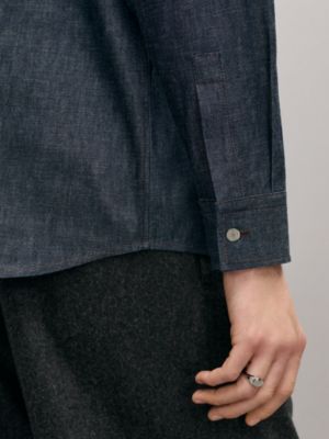 스트레이트 컷 데님 셔츠, 보기: 이미지: 제품 착용 이미지, worn, 5개 중 5번째 보기