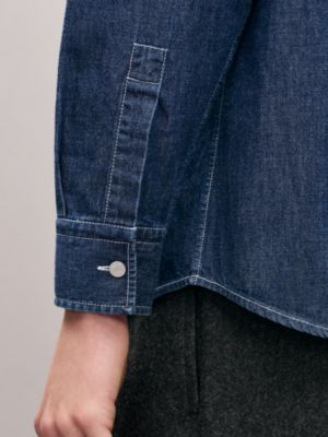 스트레이트 컷 데님 셔츠, 보기: 이미지: 제품 착용 이미지, worn, 5개 중 6번째 보기