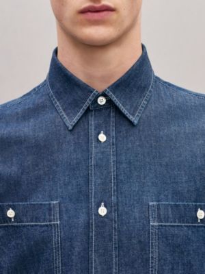 스트레이트 컷 데님 셔츠, 보기: 이미지: 제품 착용 이미지, worn, 6개 중 6번째 보기