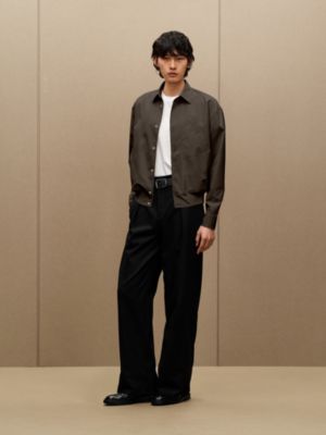 Rib trim jacket shirt