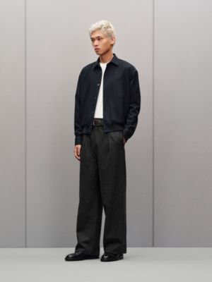 Rib trim wool jacket shirt