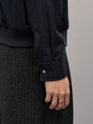 Rib trim wool jacket shirt, View: Worn, worn, view 5 of 6