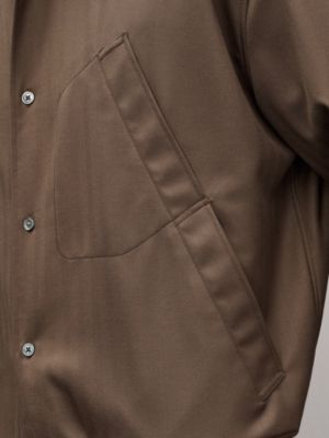 Camisa cazadora con bordes en canalé en lana, Vista: vista de frente, front, vista 7 de 7