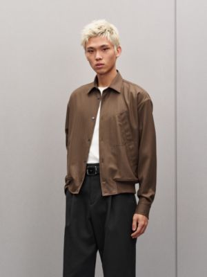 Camisa cazadora con bordes en canalé en lana, Vista: Ver artículo puesto, worn, vista 3 de 7