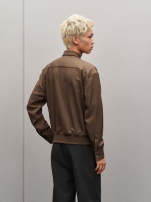 Camisa cazadora con bordes en canalé en lana, Vista: Ver artículo puesto, worn, vista 4 de 7