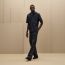 Chemise manches courtes «&nbsp;détail cuir&nbsp;», marine