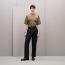 Shirt with leather detail, tourbe, We will notify you when this product is back in stock