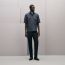 Shirt with leather detail, indigo, We will notify you when this product is back in stock