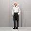 "Nervures H" straight cut shirt with Louis collar, blanc