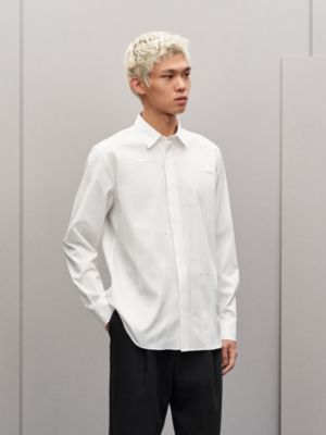 "Nervures H" straight cut shirt with Louis collar, View: Worn, worn, view 2 of 7