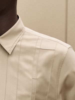 "Nervures H" straight cut silk shirt with Louis collar, View: Worn, worn, view 7 of 7