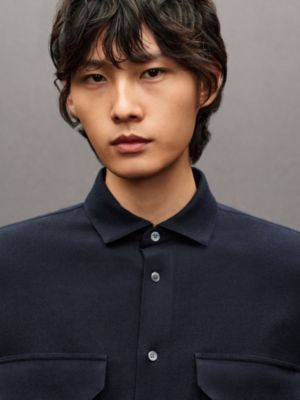 거싯 포켓 스트레이트 컷 울 셔츠, 보기: 이미지: 제품 착용 이미지, worn, 4개 중 7번째 보기
