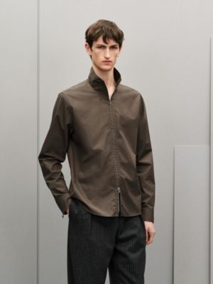 대조적인 디테일 스트레이트 컷 셔츠, 보기: 이미지: 제품 착용 이미지, worn, 2개 중 6번째 보기